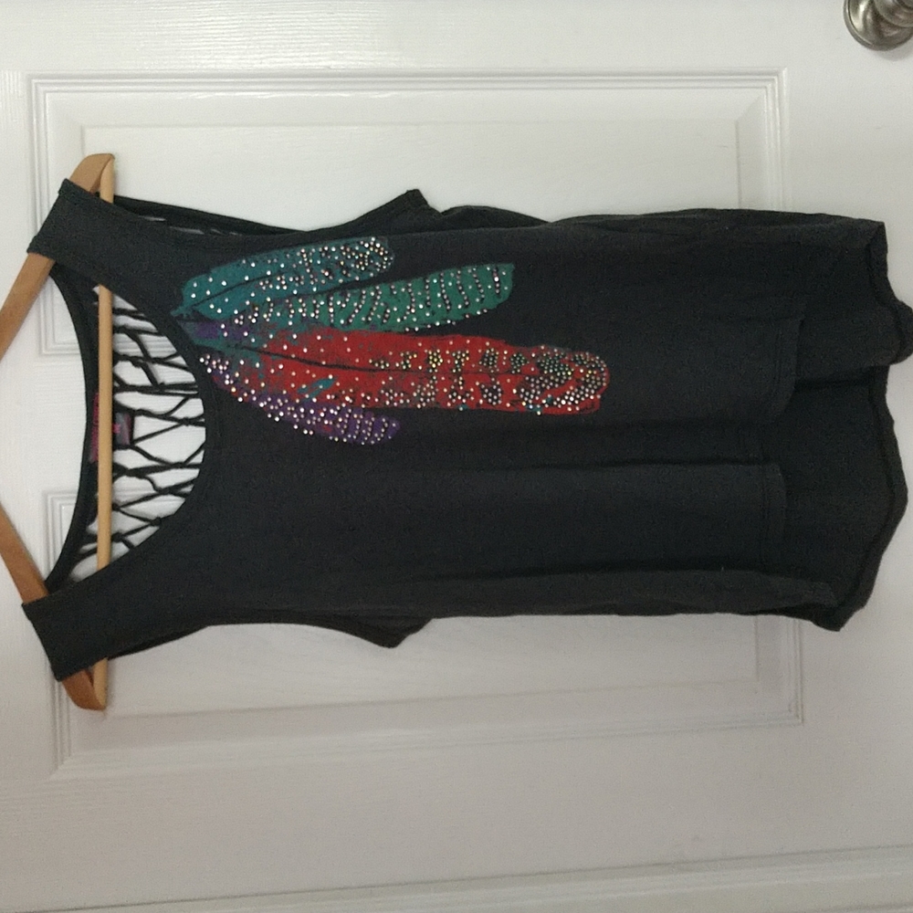 Rock&roll cowgirl medium grey tank top
